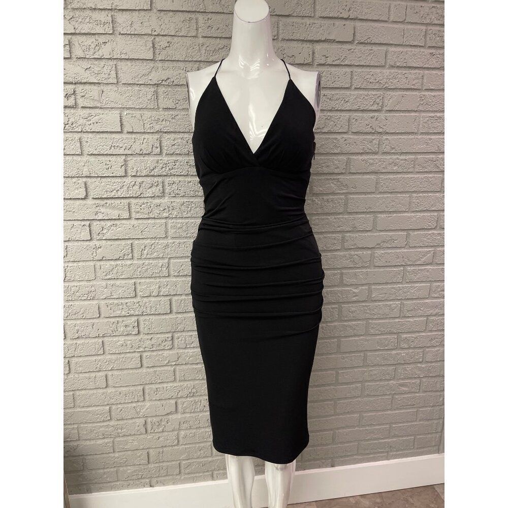 Laundry by Shelli Segal Women's Black V-Neckline Halter Party Dress Size 2